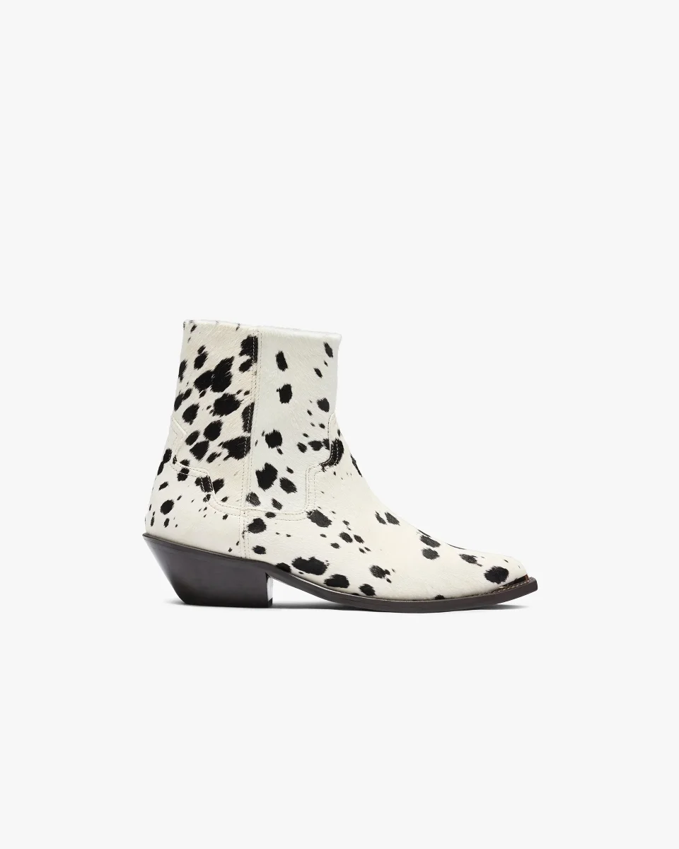 Michael Zip Boot Cowhide - Flat White Black - Image 2